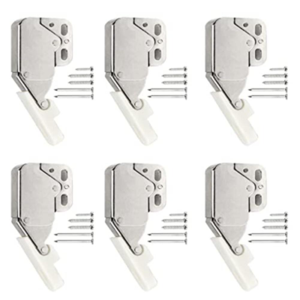 Push to Open Cabinet Door Damper Touch Latch Catch Hardware for Cabinet Door Soft Close 35x28mm White Metal Alloy