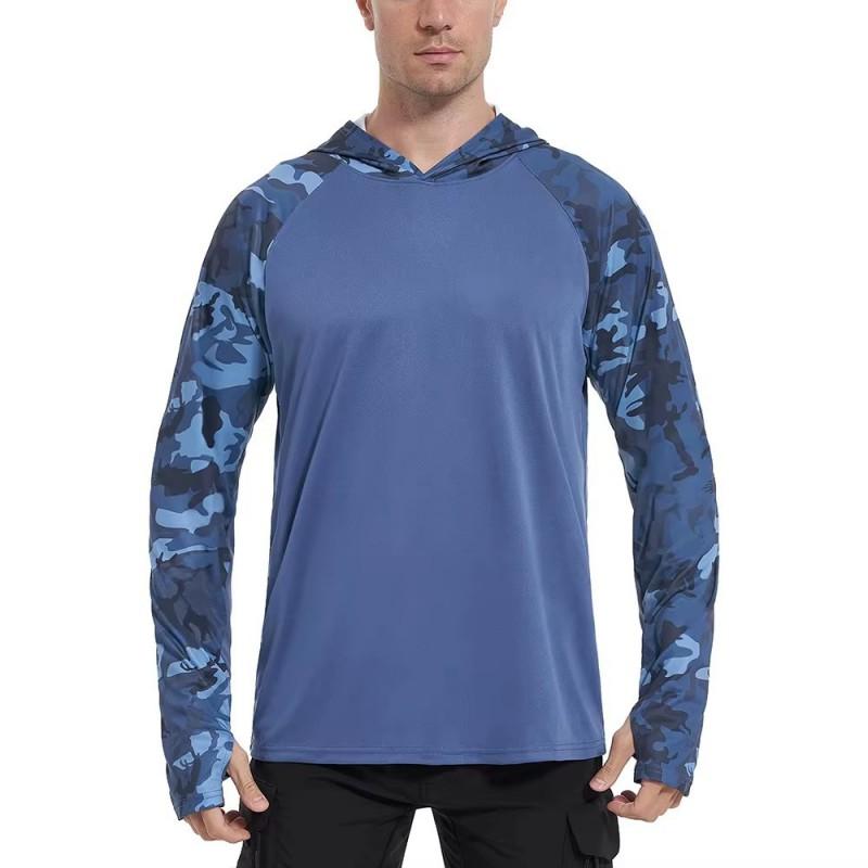 Quick-Dry UV-Protective Hooded Long Sleeve Fishing Shirt Men - Milk Silk Performance Top Outdoor Activities