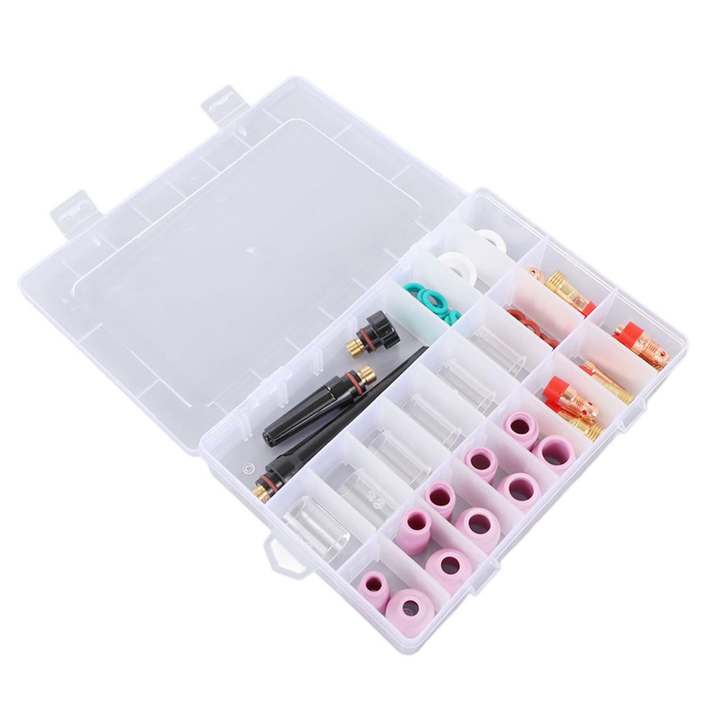 Set 55 buc. Consumabile pentru sudare TIG Duză ceramică Cupă din sticlă rezistentă la căldură Torță pentru sudare TIG