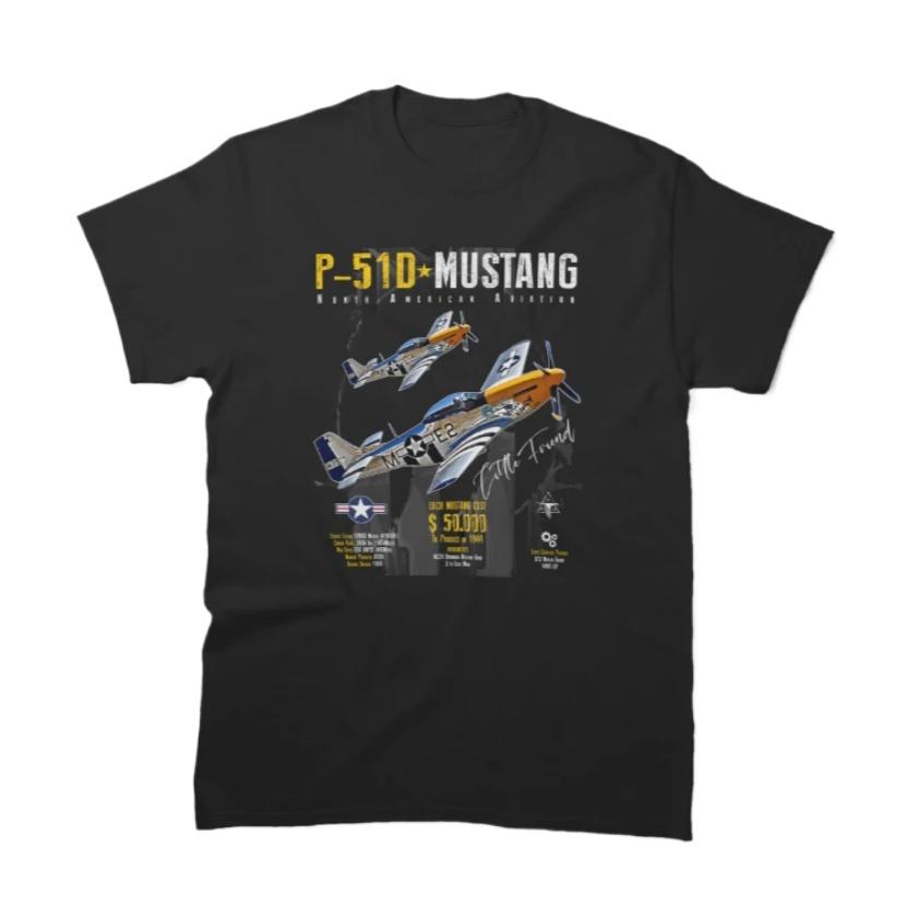 Футболка мужская P51 Mustang Истребитель ВВС США Вторая мировая война 100% хлопок Круглый вырез Короткий рукав Летняя Повседневная Размер S3XL S