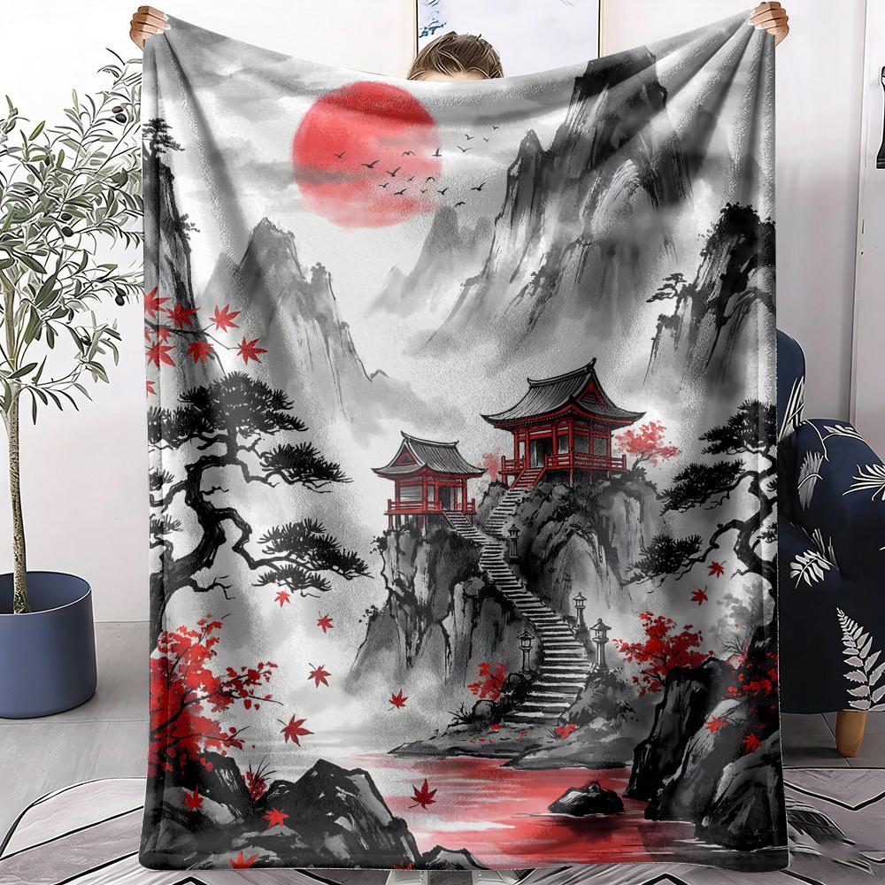 Japanische Bergdecke Weiche Flanell AC-Decke Leichte Sommer-Nickerchen-Decke Gemütliche Decke für Sofa Bett Reise Zuhause