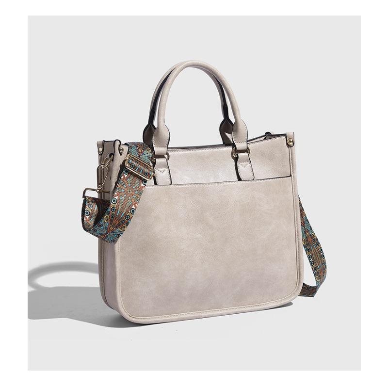 European and American Retro Hand-tool Tote Bag Fashionable and Versatile One-shoulder Casual Wide Shoulder Strap Crossbody Bag