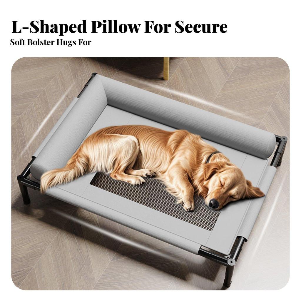 Industrial Bed with Cooling Mesh Elevated Dog Pet Furniture Raised Cot