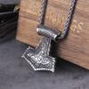 Nordische Wikinger Thor Hammer Mjolnir Halskette Edelstahlkette Wikinger Runen Amulett Vegvisir Anhänger Männerschmuck