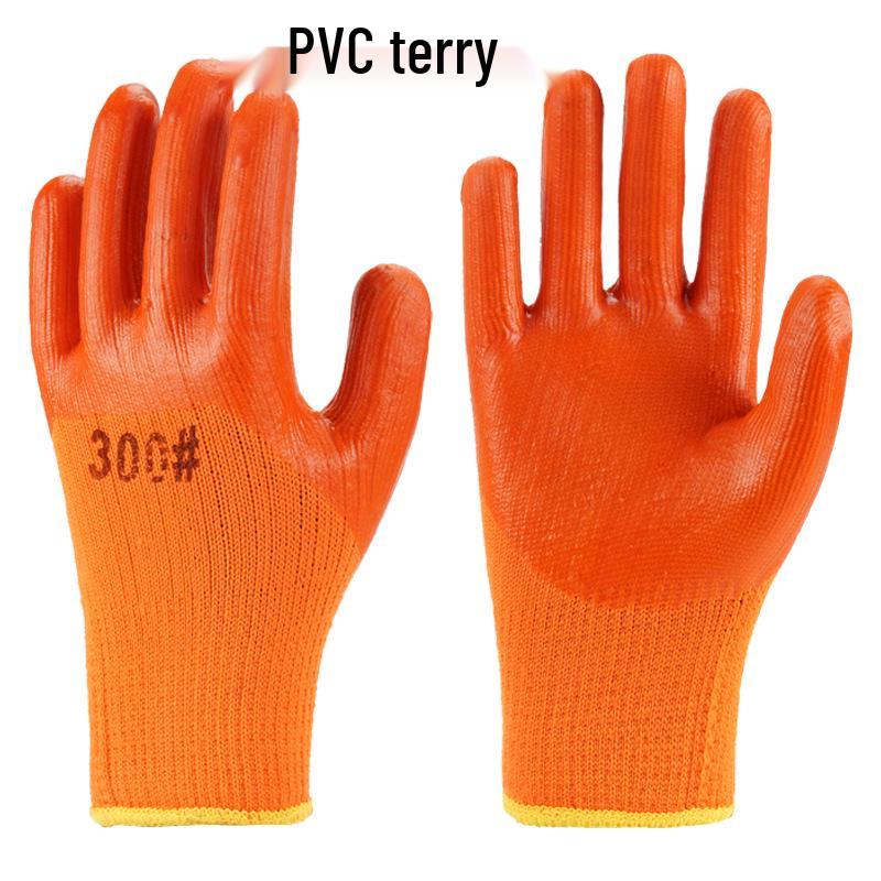 Fleece-Lined Winter Work Gloves with Embossed Terry Cloth and Foam Grip