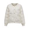 Xiaoxiangfeng light and thin small down jacket short winter new embroidered round neck trimmed collarless duck down jacket