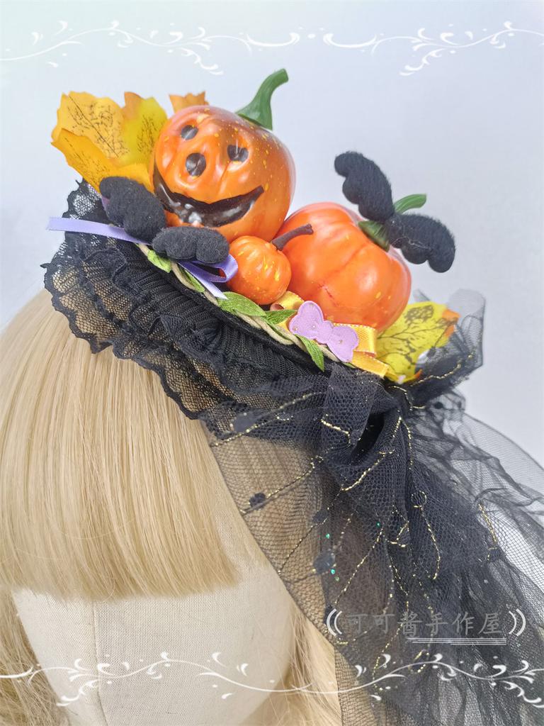 Halloween Funny Witch Hat Decoration Original Lolita Witch Pumpkin Top Hat Dark Hair Yarn Hair Clip