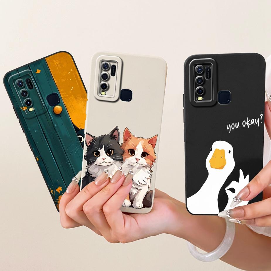For Vivo Y30 Y50 Case 1935 1938 Cute Cat Duck Cartoon Cover Soft TPU Phone Cases For Vivo Y50 Y 30 VivoY30 VvioY50 Fundas Bumper