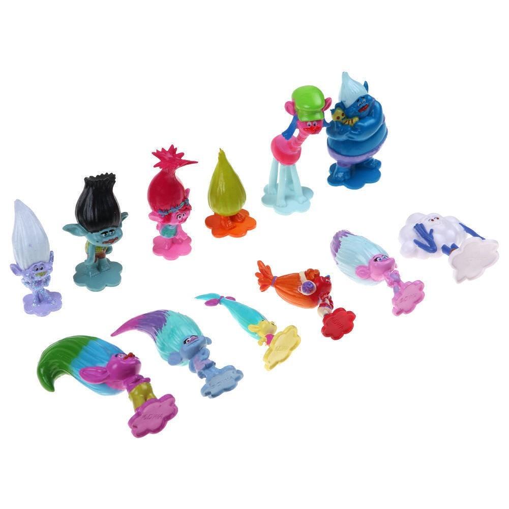 Trolls Movie Poppy Branch Action Figures Cake Toppers Doll Toy Gifts 12 Pcsset