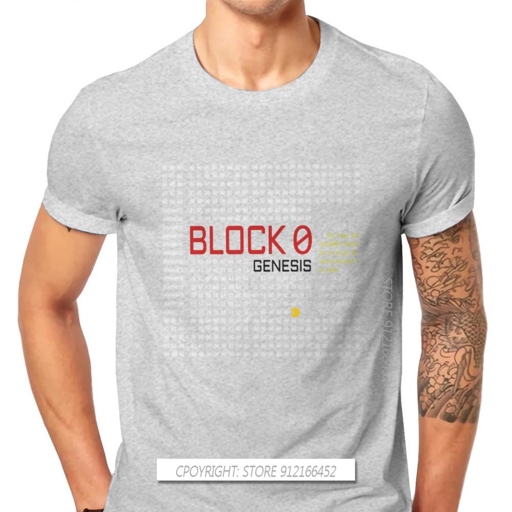 First Block Bitcoin Blockchain Technology Man's TShirt Dogecoin Cryptocurrency Miners Meme T Shirt Gifts