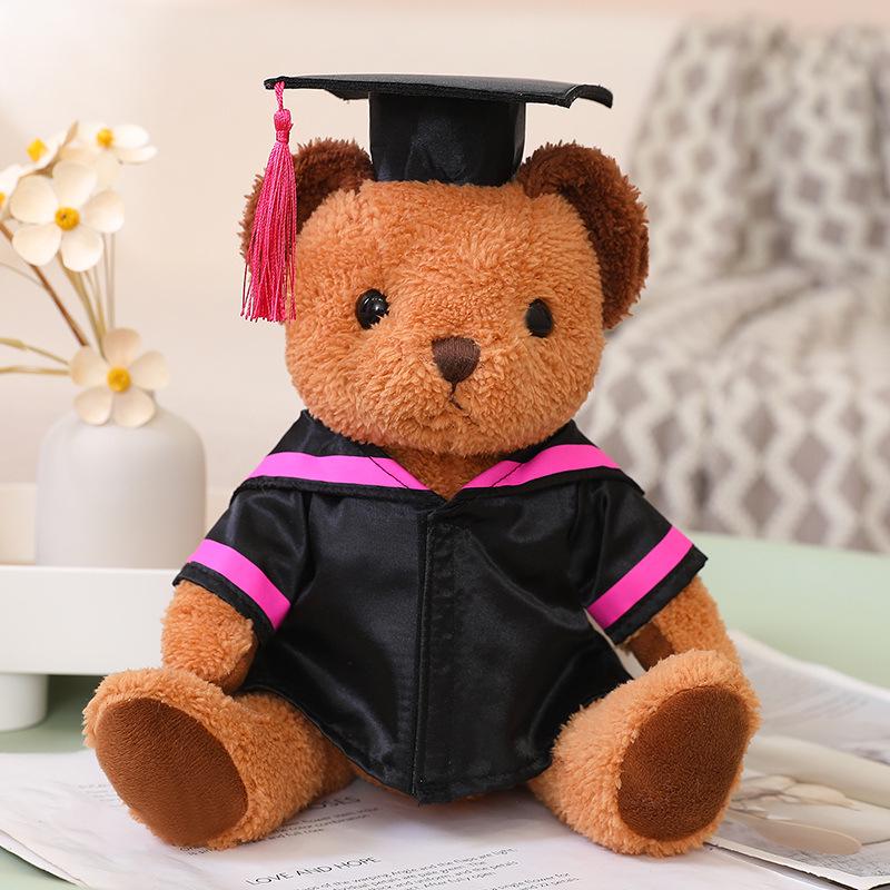 Graduation Teddy Bear with Cap & Gown - Customizable Logo Gift