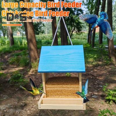 Karmniki dla ptaków Hopper Bird Feeders Outdoor Wild Bird Feeder Duży wiszący drewniany karmnik dla kardynałów, zięb, sójek błękitnych