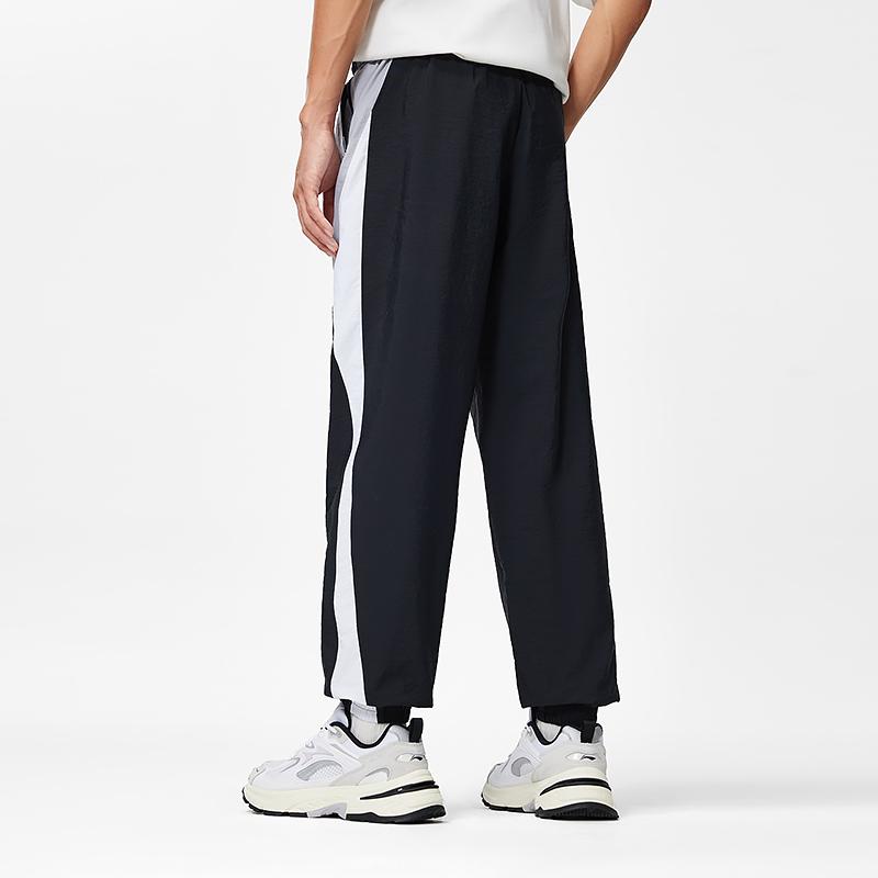 Li-Ning Sports Trend Series Windproof Water-Repellent Loose Fit Drawstring Fashion Knit Joggers Men Joggers Black AYKU033-3