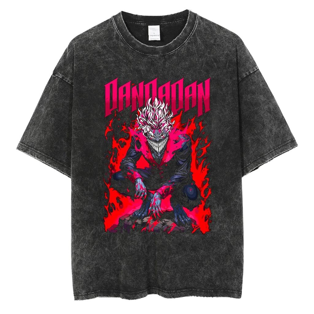Anime Graphic T-shirts Streetwear Vintage Washed Cotton Oversized T Shirt for Men Loose Short Sleeve Tees Tshirt