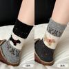 1/2/5pairs New Fashion Autumn Winter Mid-tube Socks Cartoon Dog Pattern Plush Women's Socks Sweet Cute Hosiery Christmas Gifts