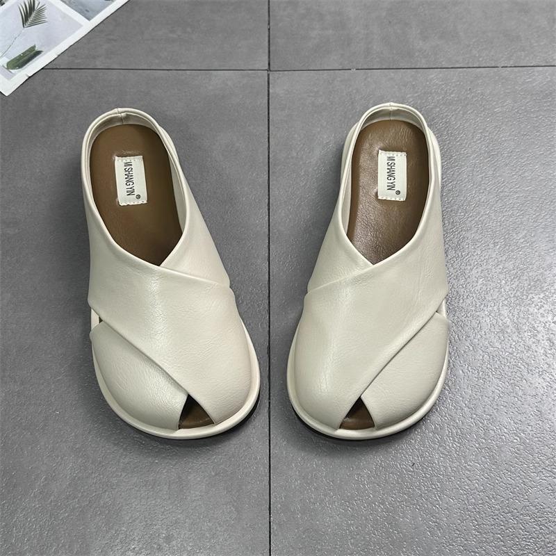 Flat-bottomed bag head and half slippers for women in the summer of 2025, new models for outer wear, versatile soft-soled comfortable, lazy sandals,