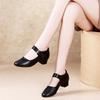 Leather Mid-heel Soft-soled Red Social Dance Shoes Middle-aged and Elderly Non-slip High-heeled Dance Women's Shoes