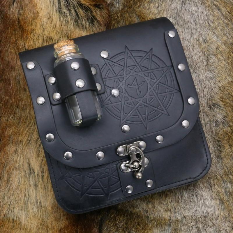 Set of 2pcs Medieval Style Alchemist Bottle Waist Pouch Belt Set For Role Playing Costume Accessories PU Leather