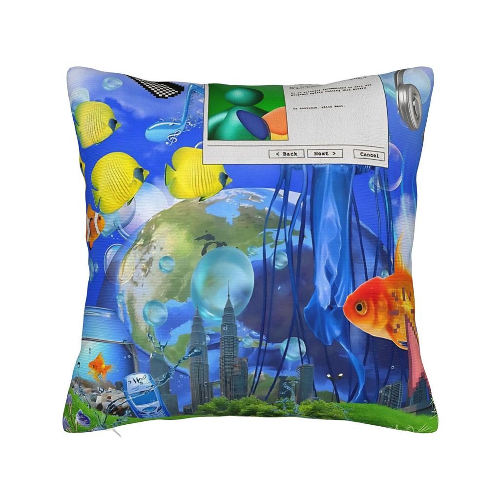 Frutiger Aero Fishies Square Pillow Cases Cushion Covers Awesome Zipper Decor Pillowcase for Seat 40x40cm