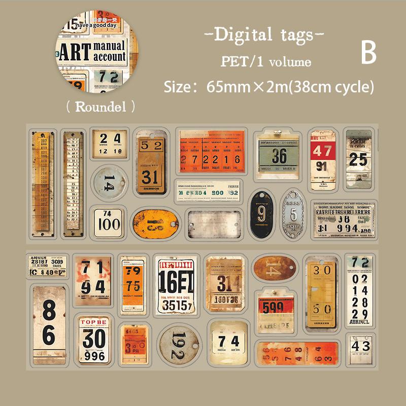 

Journamm 65mm*2m Vintage PET Tape DIY Scrapbooking Masking Tape Label Stickers Collage Junk Journal Aesthetics Decor Tape