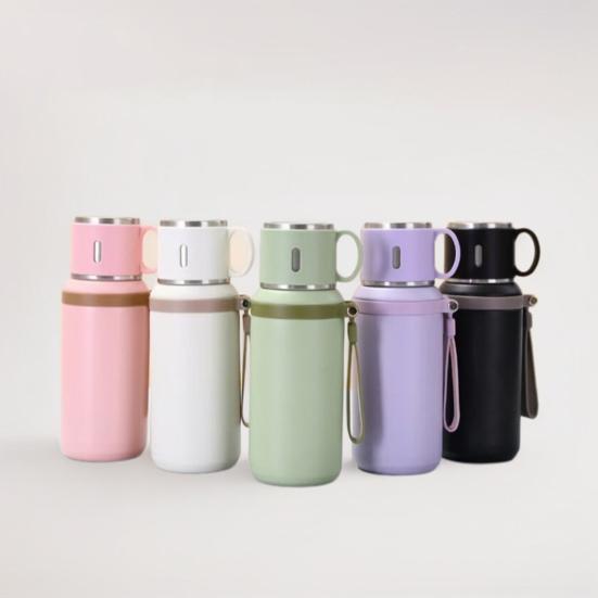Cup 316 Stainless Steel Vacuum Insulated Bottle with Leakproof Lid And Portable Handle 2-in-1 Drinking Cup Wide Mouth for Hot Cold Drinks
