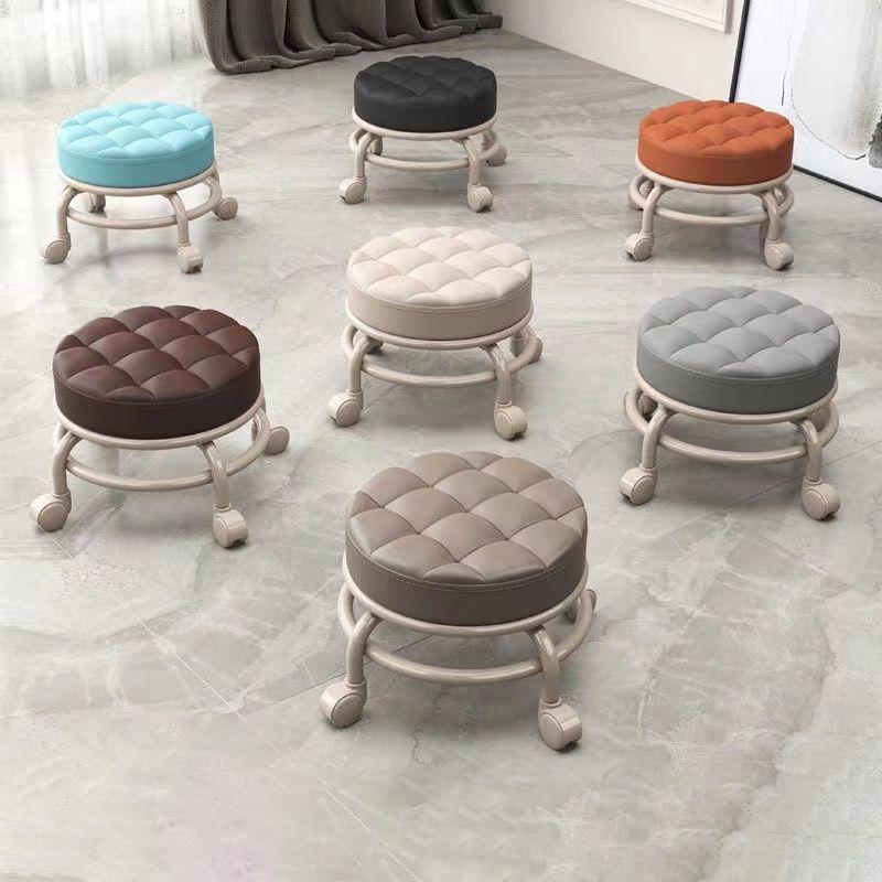 Universelles kleines Hocker mit Rädern 360° drehbar Kinder Rollhocker Niedriger Hocker Haushalt Gehhocker Runder Stuhl Schuhwechsel Mehrzweckhocker