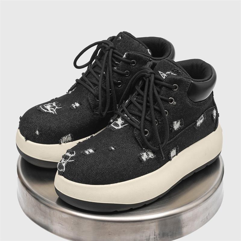 

Нишевые Q-версии ботинок Мартина, джинсовые высокие кеды, ретро, на толстой подошве, увеличивающие рост, мужская обувь 44