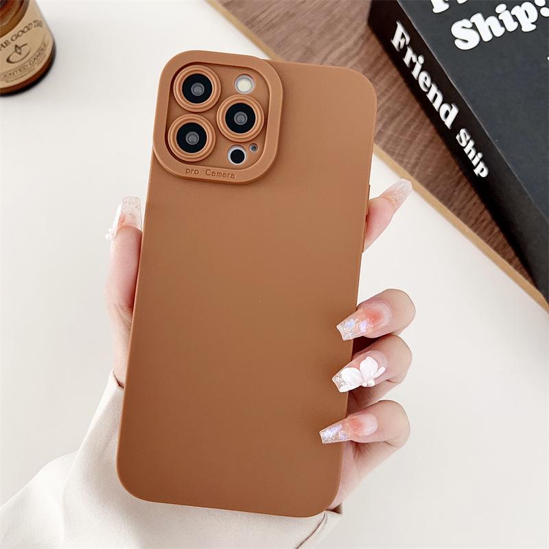 

Матовый чехол для Apple iPhone для моделей 12, 13, 14, 15 - Защитный чехол из ТПУ с покрытием soft-touch кофейный