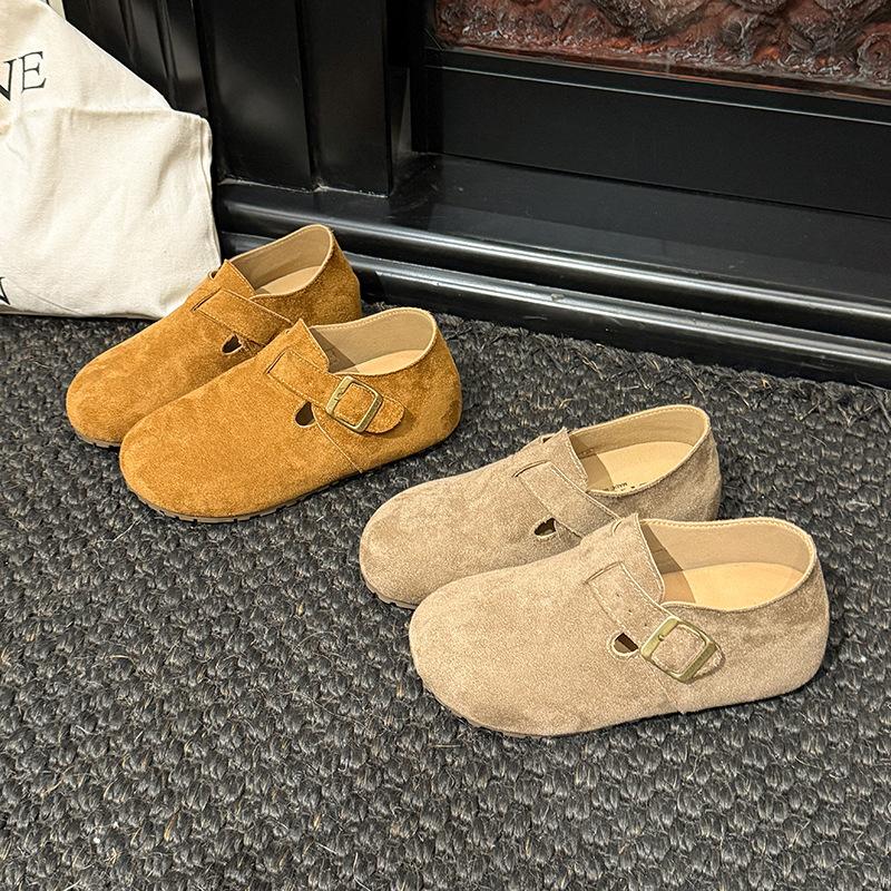 Retro buckle inner heightening Boken shoes 2025 autumn new Korean version single shoes comfortable thick-soled shallow mouth Mary Jane shoes