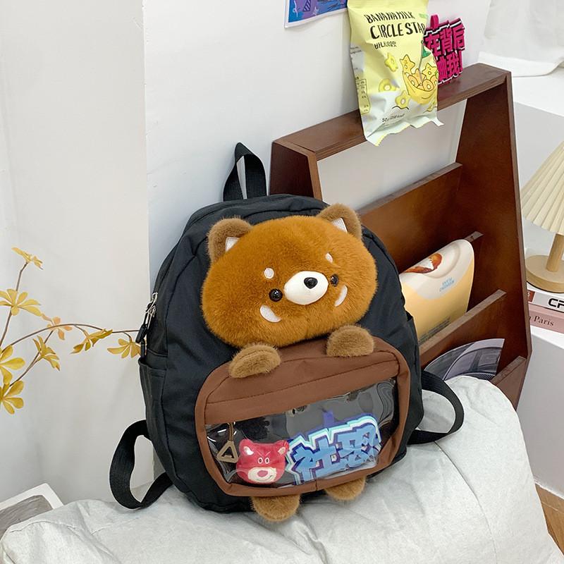 Little Raccoon Plush Cartoon Backpack With Large Capacity For Students Use