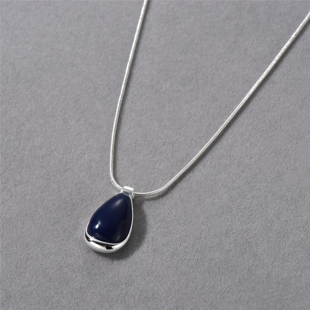 

Premium Metal Copper-Plated Platinum Fashion Simple Lapis Lazuli White Shell Pendant Sweater Chain Temperament Versatile Necklace