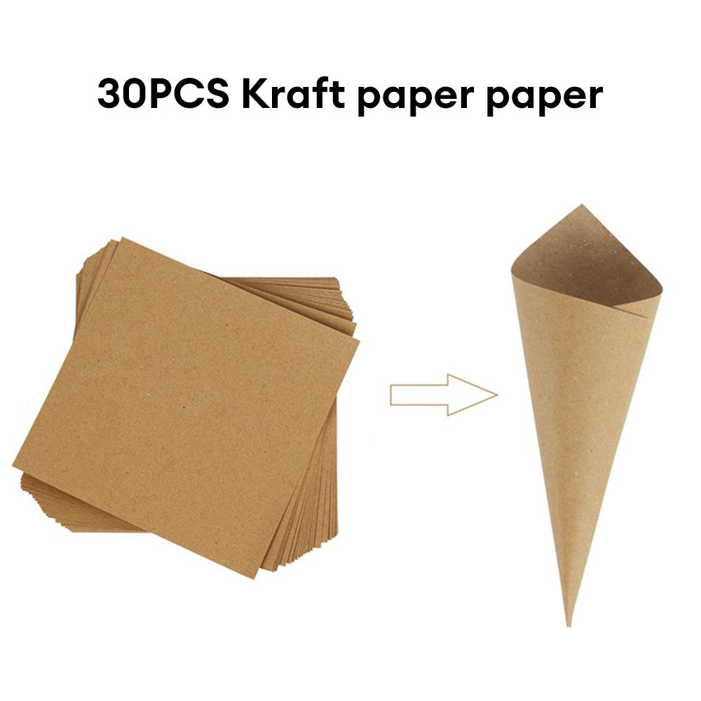 30Pcs Kraft Paper Wedding Confetti Wedding Decoration Kraft Paper Wedding Cones Rose Flower Confetti Tray Wedding Decor