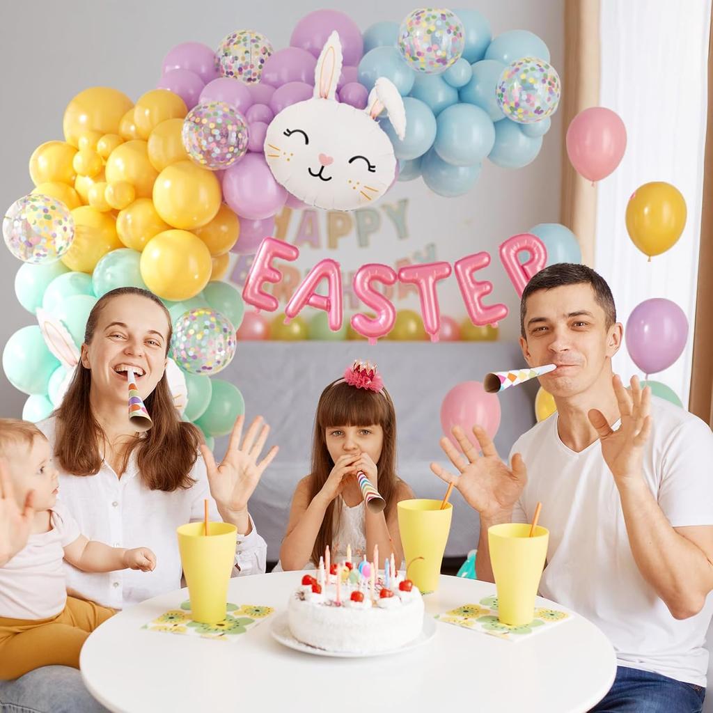 Easter Egg Balloons Inflatable Hatching Design Bunny Foil Balloons Kit for Easter Party Decorations Birthday Home Celebration