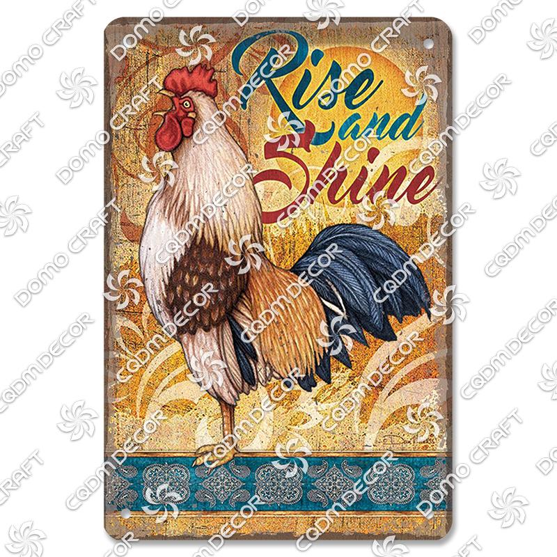 Retro Chicken Poster Metal Tin Signs Rooster Hen Eggs Metal Plate Vintage Wall Decor Club Farm Chicken Coop