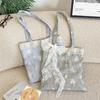 Big Pouch Tote Bag Lace Shoulder Bag With Ribbon Korean Style Simple Canvas Handbag Cloth Kawaii Large Capacity Bag Travel