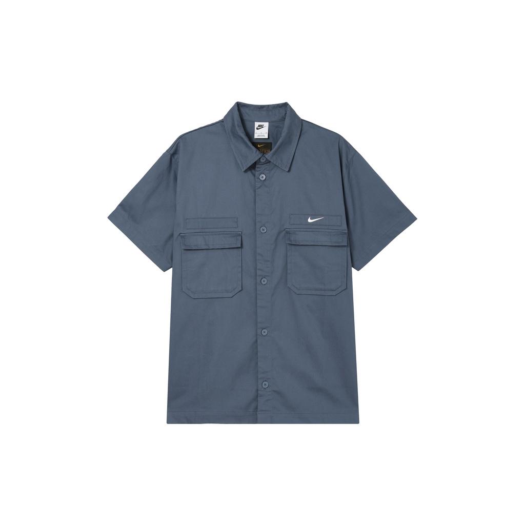 Nike חולצת אימון כדורסל צבע אחיד קז'ואל צווארון עגול שרוול קצר גברים טופים כחול DX3341-491