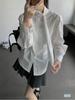 Women's Korean Style Flowing Collar Tie Shirt - Spring Loose Fit