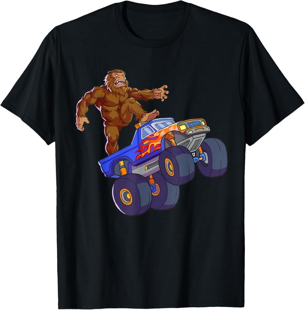 Bigfoot Riding Monster Truck Funny Sasquatch Monster Truck T-Shirt Unisex T-Shirt XL