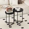Set Of Two Marble Effect Nest Of Tables Black Marble Effect