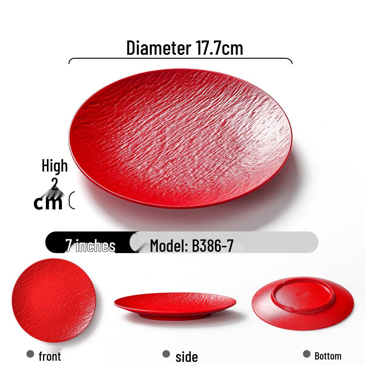 Xiangyuanmei Red Rock Pattern Melamine Round Plate for Christmas Western Dining