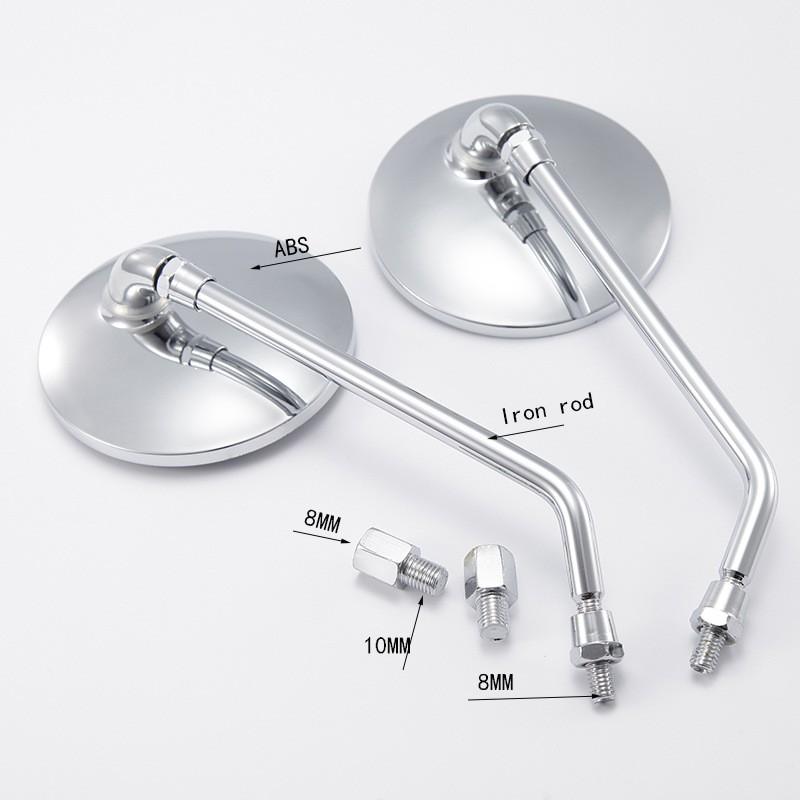 Universal Chrome Plated Motorcycle Scooter Rearview Mirror ABS Housing Glass Lens Street Bike Cruiser