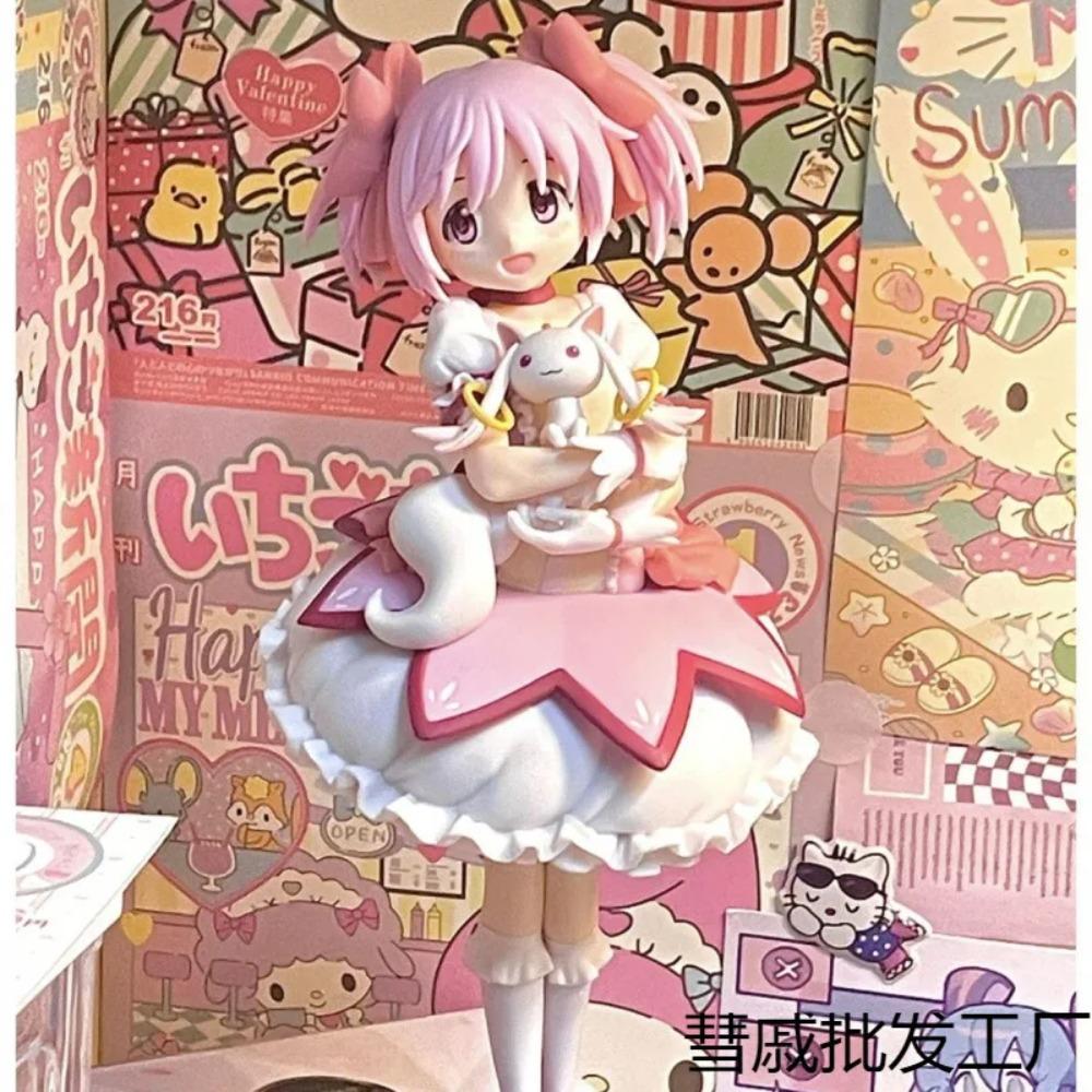 18cm Figura de Acción Puella Magi Madoka Magica Figura de Anime Kaname Madoka Chica Mágica Modelo Decoración Estatua Muñecas Juguetes Regalo de Navidad
