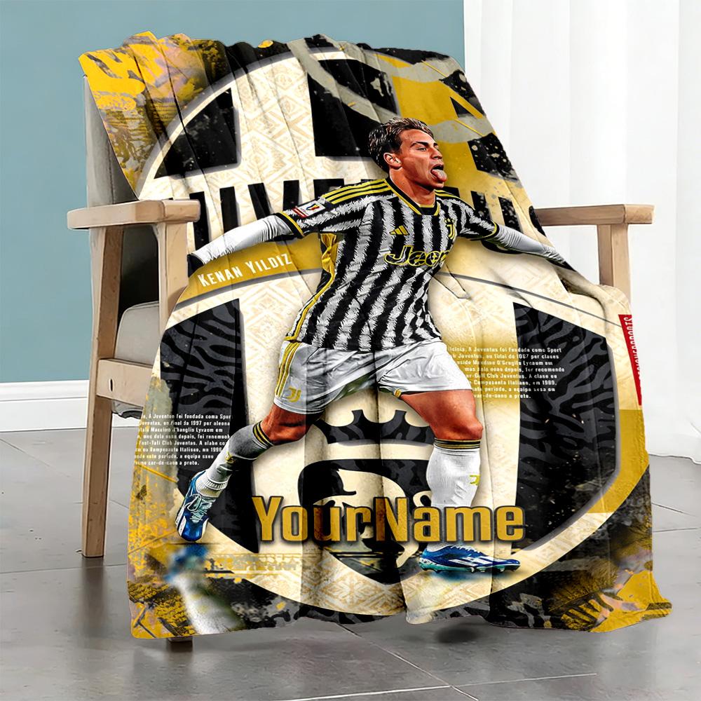 Juventus Personalized Text Blanket Cozy Personalized Blanket Soft & Cozy Versatile for Livingroom Picnics Office Living Room for All Occasions