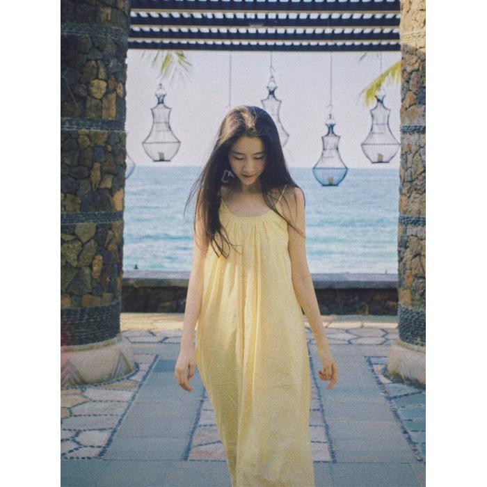[Original practice] Travel photo beach dress seaside vacation super fairy suspender dress French halter dress S