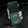 Matte Lichi Leather Soft Magnetic Armor Anti Drop Phone Case for Samsung Galaxy Z Flip 7 6 5 4 for Magsafe Wireless Charge Cover