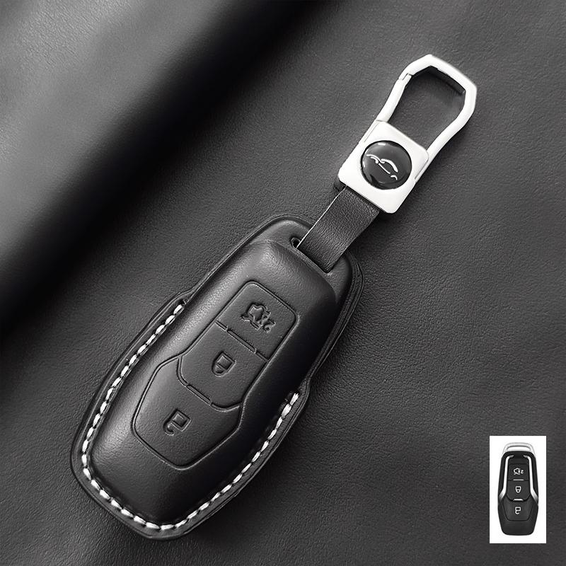 Genuine Leather Car Key Case Cover Fob For Ford Focus 3 4 St Mondeo 5 Mk5 Mustang F-150 Explorer Edge Fiesta Kuga Mk3 4 Durable