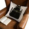 Cushion Cover White Black Cat Print Pillowcase For Home Decor Bedroom Window Seat