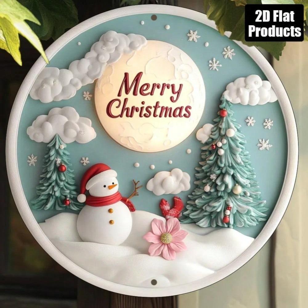 Rundes Vintage Aluminium-Weihnachtsschild 8x8 Zoll Rustikale Hauswanddekoration