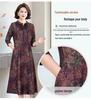 2026 Spring Retro Print Long Sleeve Knee-Length Dress for Middle-Aged and Elderly Moms - Stylish and Elegant Skirt
