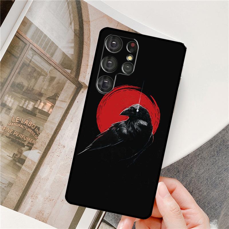 Raven Dark Crow Skull Phone Case For Samsung Galaxy S25 Ultra S9 S10 S20 FE S21 S22 S23 Plus S24 Ultra Full Cover
